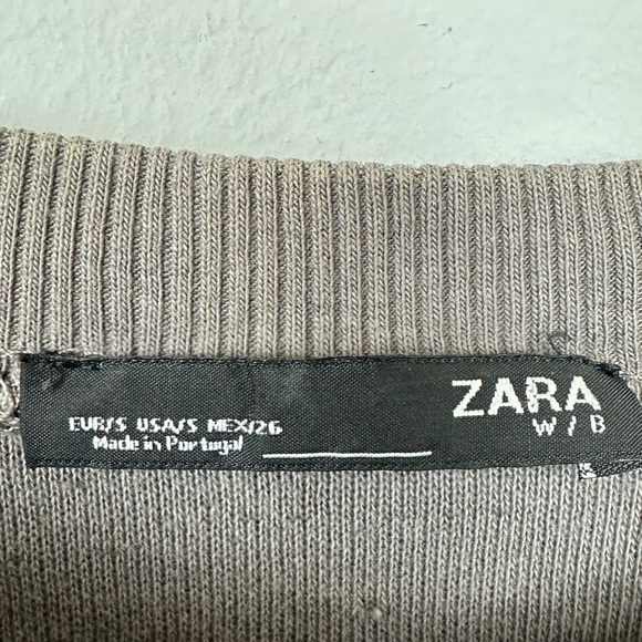 Zara Grey Dolman Short Sleeveeve Ripped Distressed Sweater Sz S - Picture 9 of 10